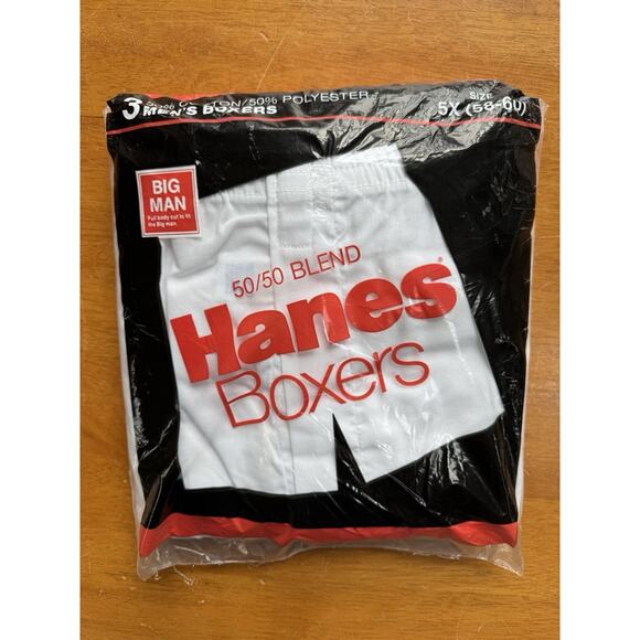 Vintage 1985 Men's Hanes Boxers 3 Pack Big Man 5X 58-60 USA NOS - Picture 1 of 7